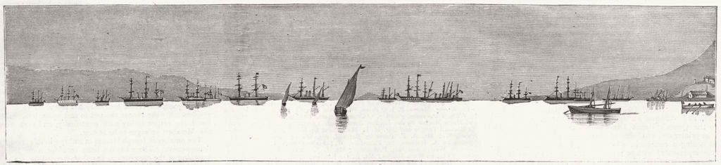 CRETE. Ships in Suda Bay 1886 old antique vintage print picture